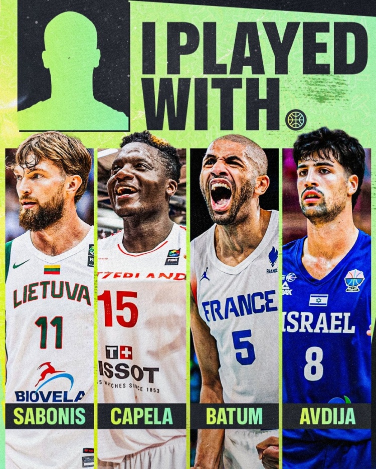 FIBA晒图发问:与小萨、卡佩拉、巴图姆、阿夫迪亚都做过队友的是威少